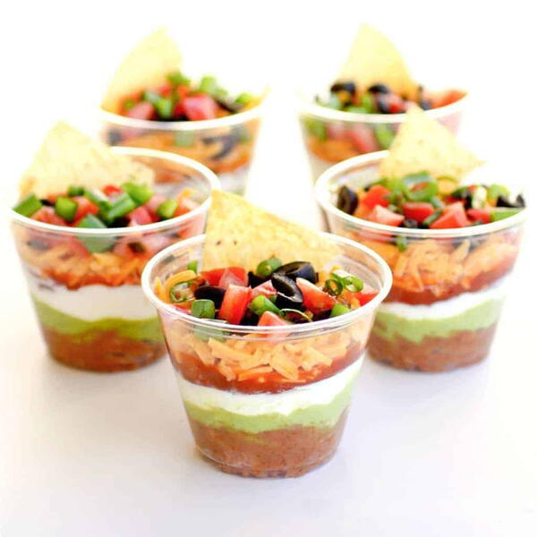 Individual Seven-Layer Dips Appetizer