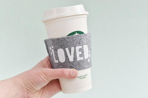 Sweet Stenciled DIY Coffee Sleeve