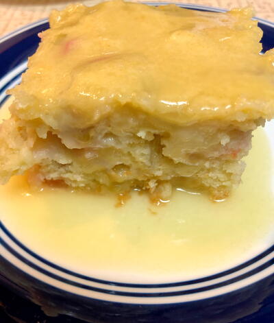Rhubarb Cake With Buttery Cream Sauce