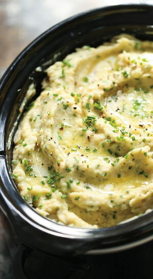 Slow Cooker Cauliflower Mashed Potatoes