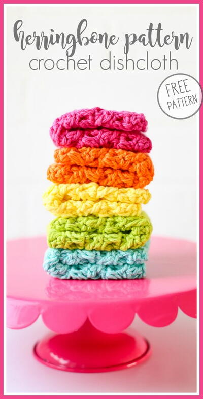 Herringbone Stitch Crochet Dishcloth Pattern