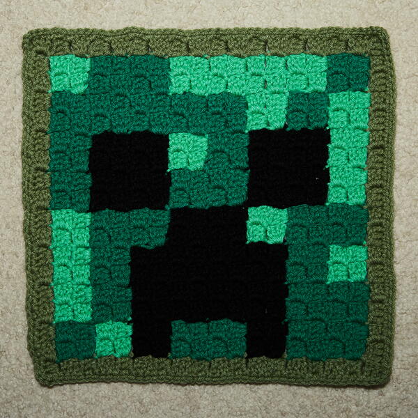 Minecraft Creeper C2c Crochet Block