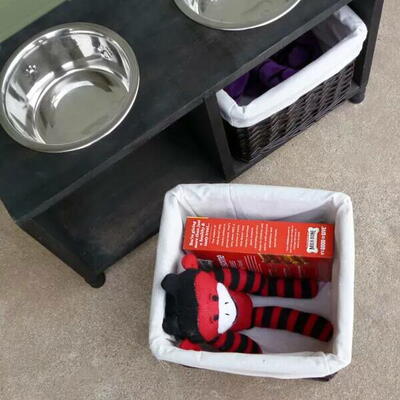 DIY Dog Bowl Stand with Storage