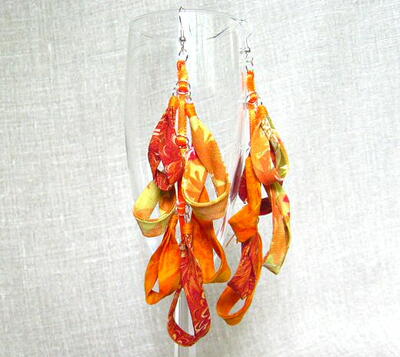 Fabric Floral Homemade Earrings
