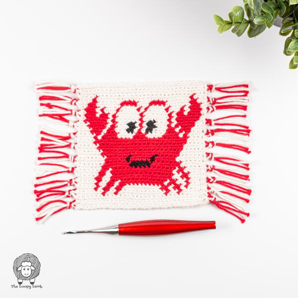 Happy Crab Crochet Mug Rug