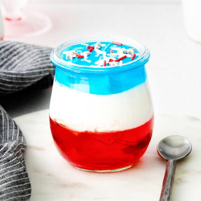 Red, White, And Blue Layered Jello Cups
