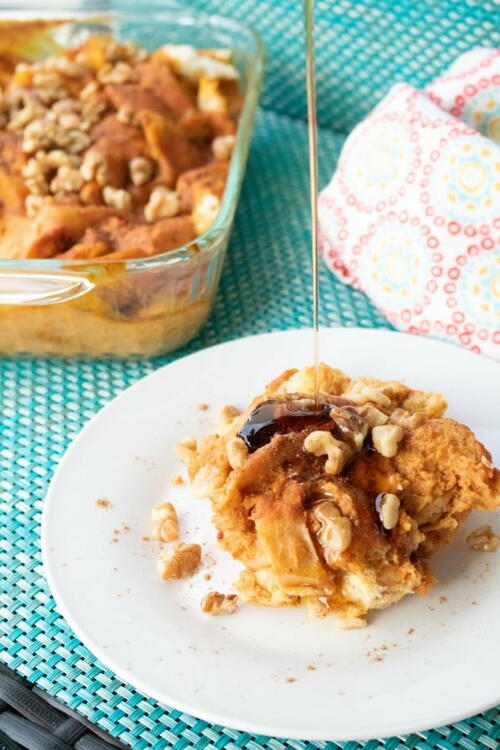 Overnight Pumpkin French Toast | CheapThriftyLiving.com