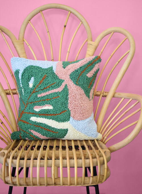 Monstera Leaf Pillow Punch Needle Pattern