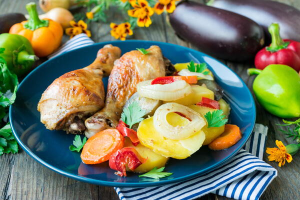 Crispy Roast Chicken With Vegetables