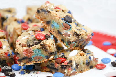 Easy To Make, Red, White, And Blue Patriotic Blondies