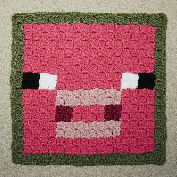 Minecraft Pig C2c Crochet Block