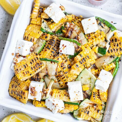 Grilled Corn And Zucchini Salad With Feta