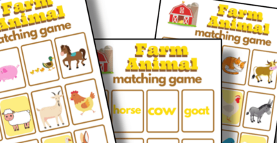 Farm Animal Memory Matching Game