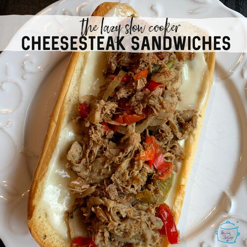 Lazy Slow Cooker Cheesesteak Sandwiches