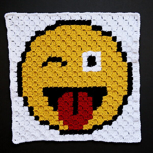 Crazy Emoji C2c Crochet Block