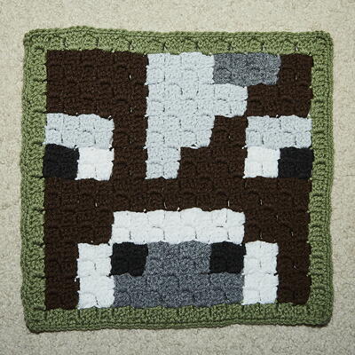 Minecraft Cow C2c Crochet Block