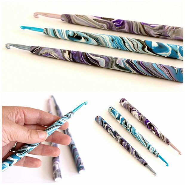 Funky Polymer Clay Crochet Hook Handles