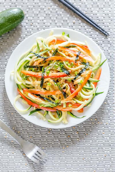 Japanese Zucchini Noodle Salad With Miso Dressing