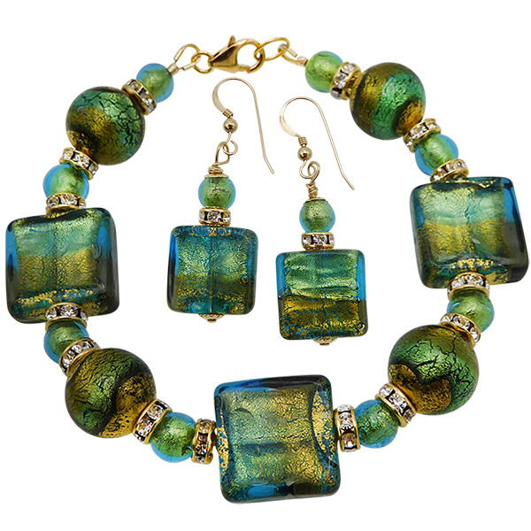 Aqua Sole Earrings  Bracelet