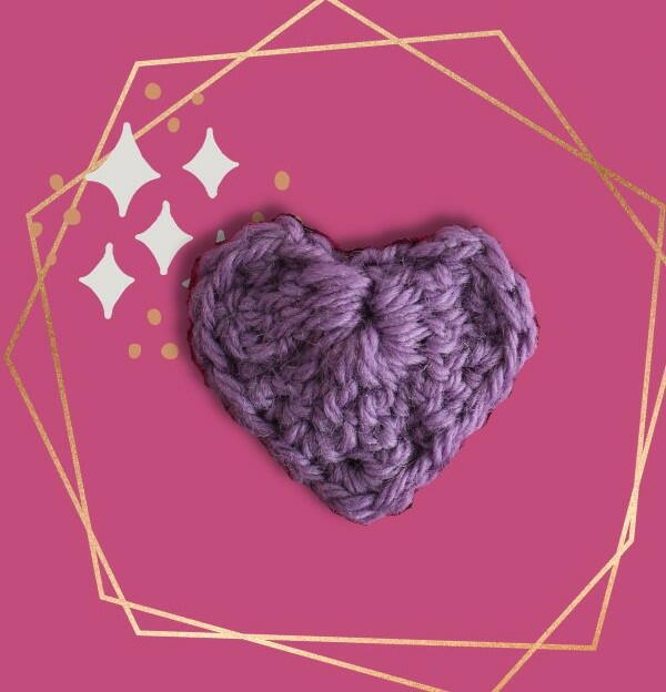 Lovely Lavender Crochet Heart Applique