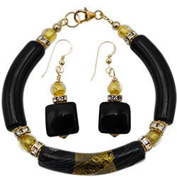 Murano Black and Gold Tube Set