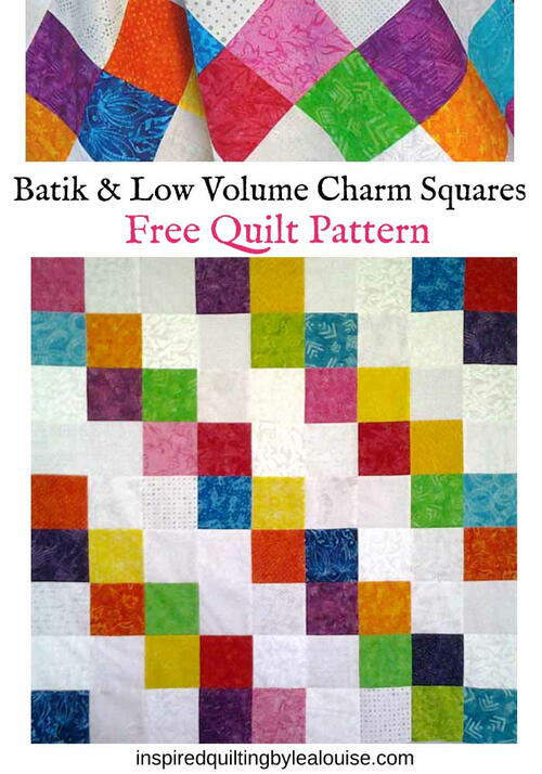 Batik & Low Volume Charm Square Brick Path Quilt