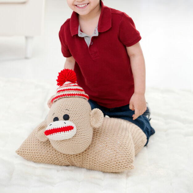 Red Hearts Sock Monkey Pillow