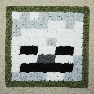 Minecraft Skeleton C2c Crochet Block