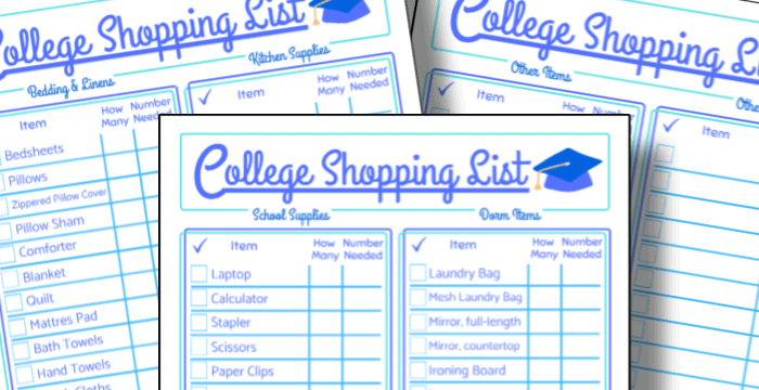 college packing list free printable allfreepapercraftscom