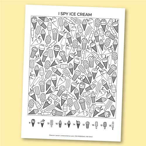Printable I Spy Ice Cream