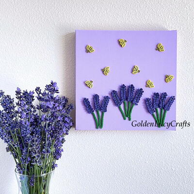 Lavender And Bees Crochet Wall Art