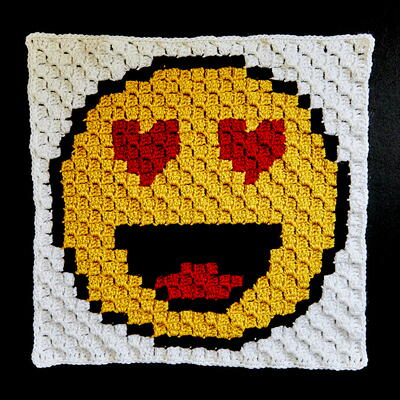Love Heart Eyes Emoji C2c Crochet Block