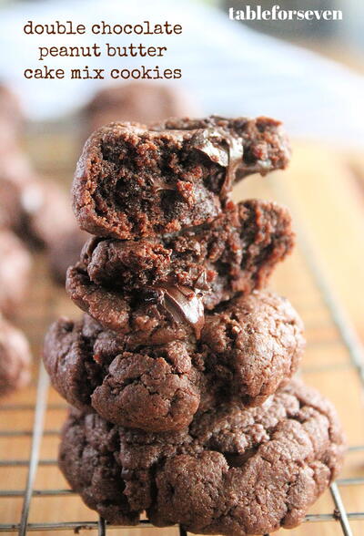 Double Chocolate Peanut Butter Cake Mix Cookies