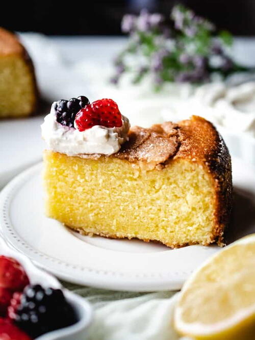 Lemon Olive Oil Cake With Whipped Mascarpone And Macerated Berries