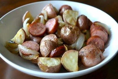 Sausage Onion And Potato Sheet Pan Dinner