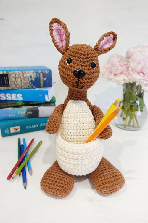 Crochet Kangaroo | Kangaroo Pencil Holder
