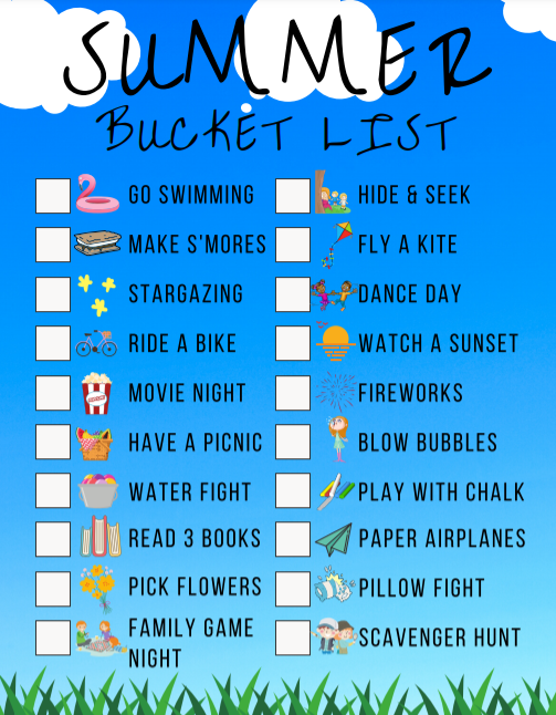  Free Printable Summer Bucket List Kids