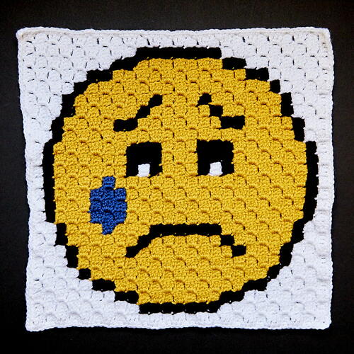 Sad Emoji C2c Crochet Block