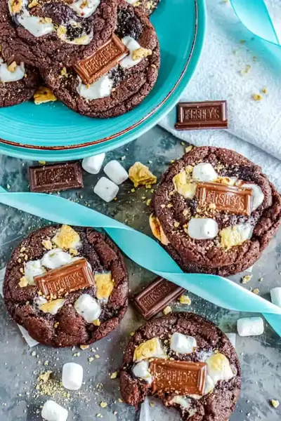 Triple Chocolate Marshmallow S’mores Cookies