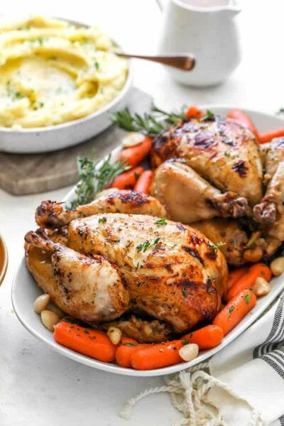 Cider Herb Spiced Cornish Hens for Two