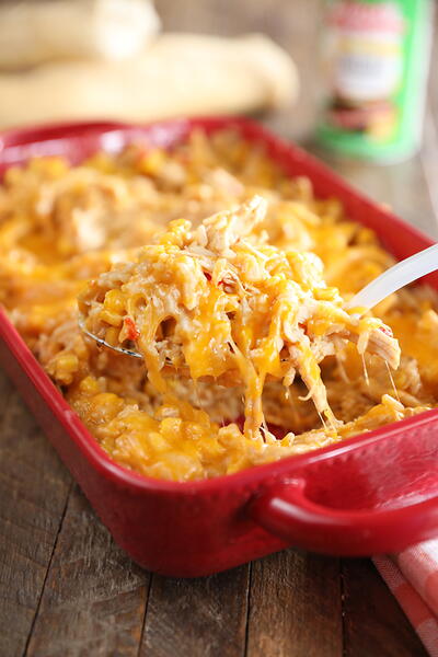 Southern Cheesy Chicken and Rice Bake