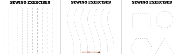 Images shows the three hand sewing worksheets.