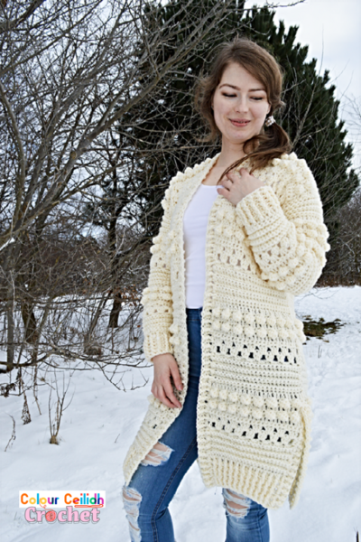 Crochet Cardigan Bobbles Of Snow