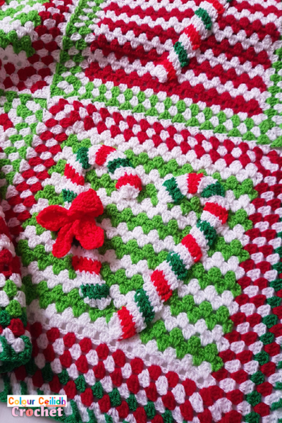 Crochet Blanket Candy Cane Lane