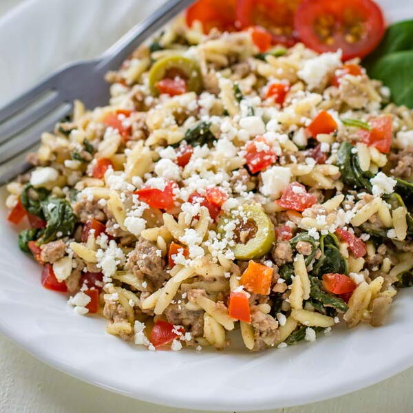 One Skillet Ground Beef With Orzo Pasta