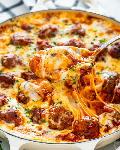 Cheesy Meatball Casserole