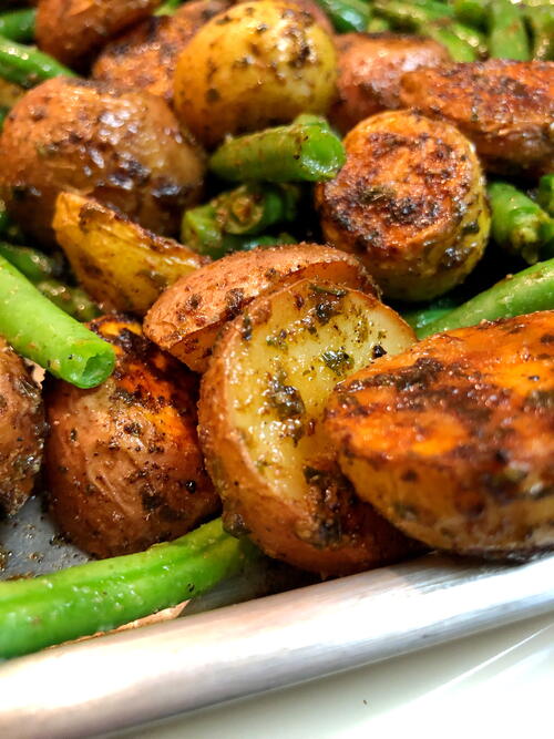 Roasted Potatoes And Green Beans