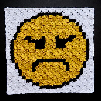 Angry Emoji C2c Crochet Block