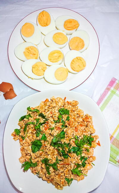 Easy Chicken Keema Filled Eggs