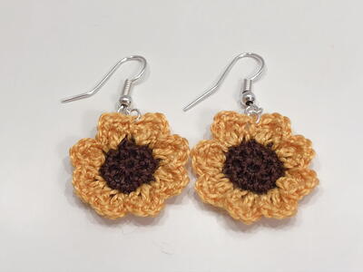 Crochet Sunflower Earrings